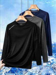 Men's Breathable UV Protection Long Sleeve Sports T-Shirt, Outdoor Hiking Fitness Quick-Dry Crew Neck Top - Multicolor - View 1
