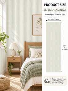 SUPSTICKER 1pc Country Style Fine Striped Self-Adhesive Wallpaper, Removable PVC Wall Decor, Suitable For Bedroom, Living Room And Entryway, 6 Colors Available, 2 Sizes - 1PC - View 17