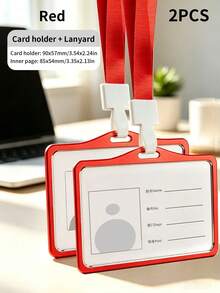 2/6 Sets Multicolor Aluminum Alloy ID Card Holders With Lanyards, Double-Sided Transparent Window Badge Holders, Suitable For Office Staff, Teachers, Nurses, Exhibitions, Back To School, Campus, Events, Detachable Lanyards - Multiple Specifications - View 18