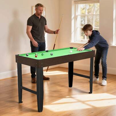 SOOZIER 55" Mini Pool Table, Portable Pool Game Billiard Table Set With 2 Cues, 16 Balls, 2 Chalks, Triangle, Brush For Kids And Adults, Green