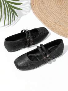 Sepatu Balet Wanita Mary Jane Hitam Gaya Cina - Hitam - View 3