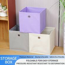 Oval Handle Non-Woven Fabric Foldable Large Capacity Cube Storage Box, Wardrobe Organizer Bin For Clothes, Bedding, Toys - View 2