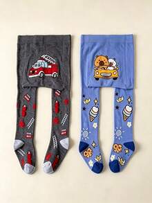 2pcs Baby & Toddler Tights, Cute Cartoon Pattern Tights, Suitable For All-Season Daily Wear - Multicolor - View 5