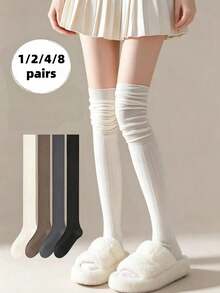 Women's Over-The-Knee Slouch Leg Warmers, Spring/Autumn Style, Maillard Color, Long Boot Leg Warmers, White Tall Tube Leg Warmers, Summer - Multicolor - View 12