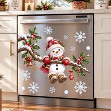 Christmas Snowman Window Decals, Snowy Holly Branch And Snowflake Static Cling Stickers, No Glue Needed, Holiday Home Window Glass Decor - Christmas Window Decals - View 4