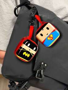 Warner Bros 1pc Batman Superman Cartoon Coin Purse, Short Wallet, Creative Square Storage Box, Card Holder, Hanging Bag, Coin & Card Holder, Data Cable Accessory, Key Holder, Cute Academic Style Earphone, Multi-Functional Digital ID Storage Bag, Hobby Collection Display & Storage, Party Favor, Party Accessory, Perfect Halloween, Christmas, Birthday, Holiday Party, Graduation Party Gift For Best Friend - Multicolor - View 3