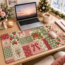 1pc French Romance Patchwork Mouse Pad, Gingham Floral Desk Mat, Polyester Fiber Surface, Non-Slip Rubber Base, Elegant Nail Art Desk Mat For Women, 4 Sizes Available - View 15