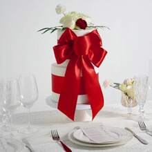 WENSIDUO Ruy băng satin đỏ rộng 4 inch x 10 yard dùng cho lễ cắt băng khai trương doanh nghiệp, thắt nơ trang trí lễ hội Giáng sinh, phù hợp để may vá, làm thủ công, may đo, lễ nghi, trang trí lưng ghế đám cưới - Dây ruy băng trang trí - Xem 8