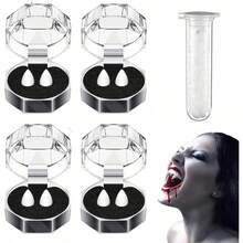 4 Sizes Vampire Fangs Veneers With Adhesive, 13/15/17/19, Halloween Party Costume Props - Multicolor - View 2