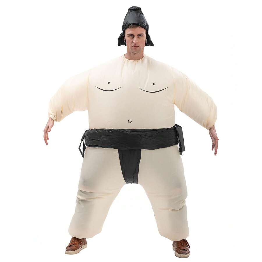 Halloween Christmas Party Black Sumo Inflatable Costume, Unisex Inflatable Costume, Personalized Holiday Costume, Blower Included, Battery Not Included - Black - View 1