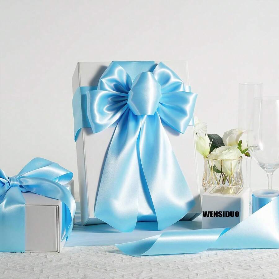 WENSIDUO Ruy băng satin đỏ rộng 4 inch x 10 yard dùng cho lễ cắt băng khai trương doanh nghiệp, thắt nơ trang trí lễ hội Giáng sinh, phù hợp để may vá, làm thủ công, may đo, lễ nghi, trang trí lưng ghế đám cưới - Dây ruy băng trang trí - Xem 1
