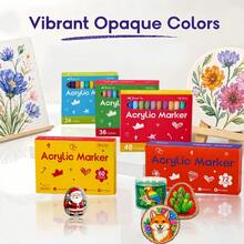 Acrylic Paint Markers, 24/36/48/60/72 Colors Optional, Water-Based Art Pens, Suitable For Canvas, Wood, Glass, Ceramic, Stone Painting, Greeting Card Making And DIY Crafts - Marker Set - View 2