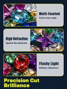 Asymmetrical Flat Back Acrylic Rhinestones, 50/100/200pcs Multi-Shape Diamond Gems, DIY Decorative Accessories, Suitable For Jewelry Making, Clothing, Shoes And Bags - Multi-color 2 - View 9