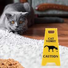 5pcs Cat Vomit Warning Signs, Double-Sided Printing, Funny Cat Warning Sign Decor, Mini Desktop Warning Signs, Perfect Gag Gift For Cat Lovers And Humor Enthusiasts - Sign - View 3