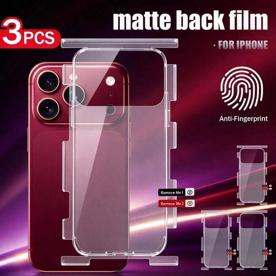 XINHONGYU 3片裝全螢幕霧面螢幕保護膜,相容於 Phone DUO/Phone 18 Pro Max/Phone 18 Pro Max/Phone 17 Pro Max/17 Air/17 Pro,包含側邊+背面保護膜,附安裝工具 - 無色 - 查看 1