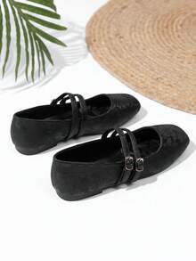 Sepatu Balet Wanita Mary Jane Hitam Gaya Cina - Hitam - View 4