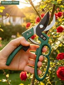 1pc 8-Inch Curved Pruning Shears, SK5 Steel Blade, Green ABS Handle, Heavy Duty Bypass Garden Pruning Tool With Spring Lock, Branch Cutter For Hedge And Shrub Trimming (Free Cardboard Packaging) - A - View 3