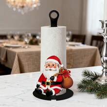 Tempat Tisu Dapur Bentuk Tas Kado Santa Claus, Desain Kartun Santa Claus Membawa Tas Kado, Dapat Menampung Gulungan Tisu Dapur, Alas Stabil, Dapat Diletakkan di Atas Meja Dapur, Menyimpan Tisu Dapur Sambil Menambah Suasana Liburan Natal - MultiWarna - View 3
