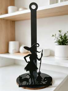 Soporte de Toallas de Papel de Cocina con Diseño de Bruja de Halloween, Estante de Rollo de Papel de Cocina, Estante de Almacenamiento de Cocina, Montable en la Pared, Adorno de Decoración de Halloween - A - Ver 1