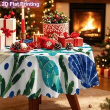 2D Plane, 1PC, An Elegant And Refreshing Ocean-Textured Printed Round Tablecloth, Soft, Practical, And Durable Circular Tablecloth Suitable For Home Living Room And Kitchen Tabletop Protection, As Well As Festive-Themed Table Decorations - 32 - View 3