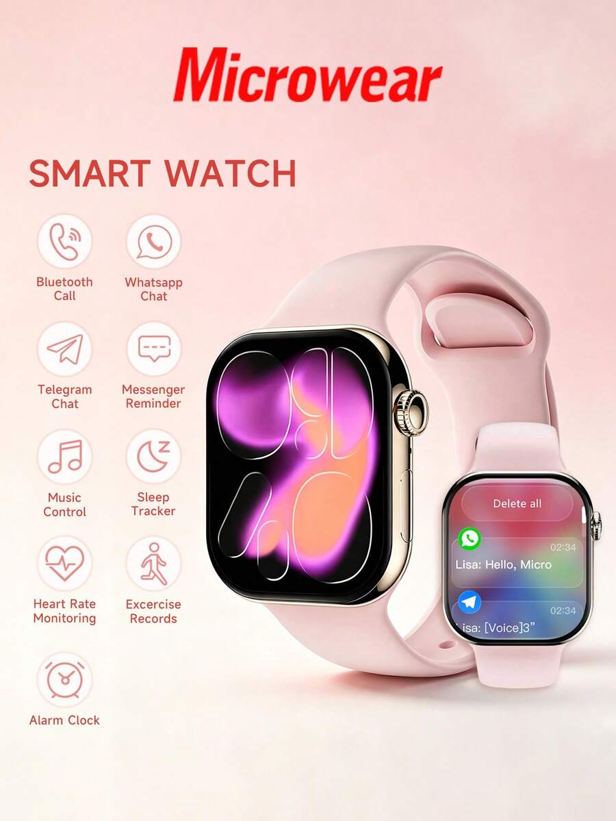 Microwear Smart Watch Compatible With Android And IOS Phones, 2.08-Inch LTPO Screen, Fitness Tracker With 170+ Sports Modes, ChatGPT AI Smart Watch, Heart Rate, Blood Oxygen And Sleep Monitoring