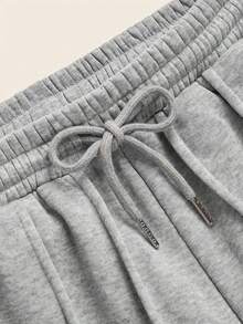 Women's Gray Wide Leg Sweatpants, Casual Loose Long Pants, Lightweight & Breathable, Front Seam Detail, Drawstring Waist, Suitable For Summer And Autumn/Winter - Light Grey - View 5