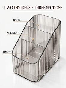 Transparent Remote Control Storage Box 3-Compartment Desktop Organizer TV Remote Holder Multi-Function Desk Organizer Phone Holder Pen Holder Makeup Brush Storage Cosmetic Organizer Office Supplies Storage Living Room Coffee Table Bedroom Nightstand Vanity Office Dorm Space-Saving Storage Student Back To School Dorm Desk Organizer Halloween Gift - Multicolor - View 6