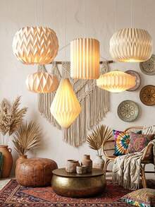 Modern Minimalist Creative Foldable Pendant Light Shade, Round Pendant Light Shade, Suitable For Living Room, Bedroom And Dining Room Ceiling Decoration, Foldable Pendant Light Shade, Home Decor - A - View 4