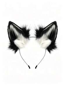 1pc Handmade Wolf Cat Fox Plush Ear Headband, Party Cosplay Costume, Halloween - Ear - View 1