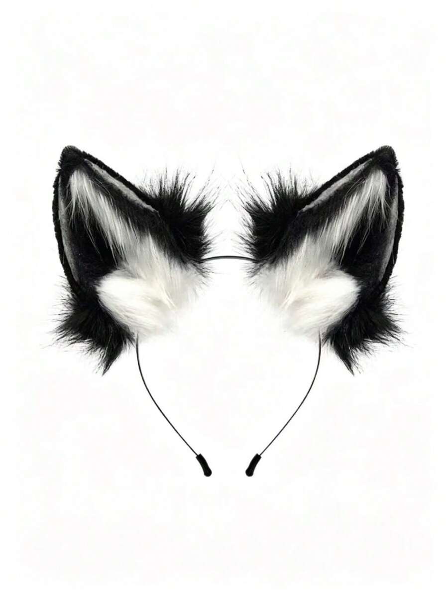 1pc Handmade Wolf Cat Fox Plush Ear Headband, Party Cosplay Costume, Halloween - Ear - View 1