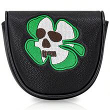 1PC Skull Clover Embroidery Golf Putter Head Cover, Black Shell, Magnetic Closure, Skull Inside Clover Pattern, Soft Inner Lining,Stylish Golf Accessory - Multicolor - View 11