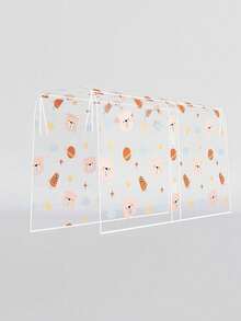 1pc Outdoor Clothes And Blanket Drying Cover - Waterproof Anti-Bird EVA Plastic Dust Cover, With Double-Pole Balcony Frame, No Power Needed For Clothes Storage And Drying, Multi-Purpose Rectangular Design, Balcony Storage Rack, Playful Pattern Design, Sturdy Pole Support, Luggage - Multicolor - View 11