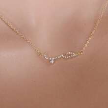 A Simple LOVE Zirconia Necklace - Yellow Gold - View 4