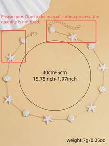 1pc Shell & Starfish Shaped Stainless Steel Necklace, Unique Design, Suitable For Beach Vacation And Daily Wear - Multicolor - View 6