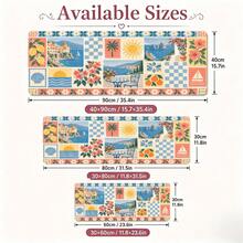 1 buah Alas Mouse Patchwork Kartu Pos Retro, Alas Meja Warna Coral dan Biru, Permukaan Serat Poliester, Alas Karet Anti Selip, Dekorasi Kantor Rumah Kreatif, Tersedia 4 Ukuran - View 5