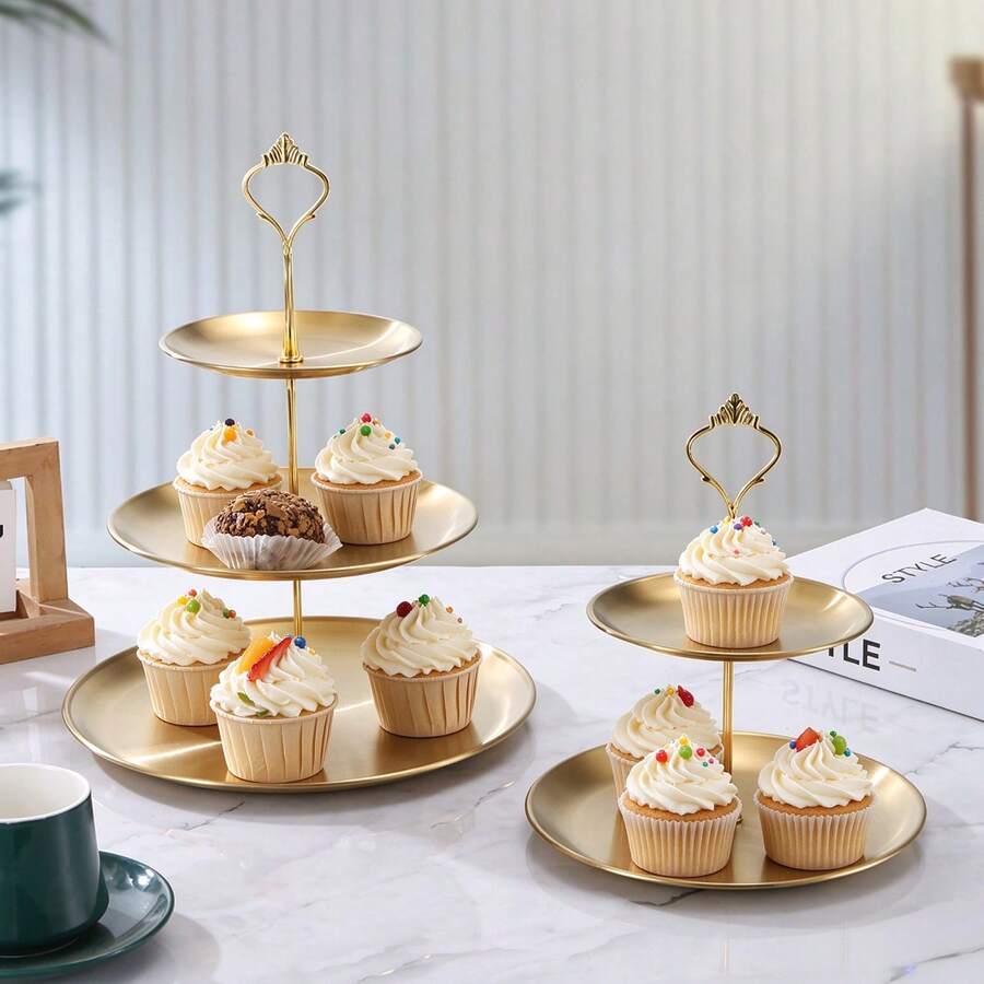 3pcs/4pcs European Style Multi-Tier Cake Stand (2pcs/3pcs Trays + 1pc Accessory), Suitable For Daily Use, Applicable For Snacks And Fruits, Widely Used For Tea Parties And Gathering Decoration, Suitable For Cupcakes, Donuts, Fruits, Kitchen, Christmas Gift