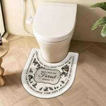 1/3pcs Bathroom Anti-Slip Absorbent Floor Mat, Soft Plush Faux Cashmere Polyester Rug, Suitable For Room, Garden, Yard, Bathroom, Kitchen, U-Shaped Toilet Mat, Sink Absorbent Foot Mat, Home Bathroom Decor Carpet - Vintage Sketch Floral and Bird - View 8