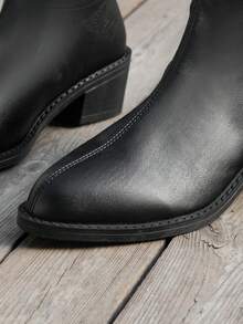 2026 Autumn/Winter New V-Cut Pointed Toe High Shaft Tall Boots For Women, Petite Over-The-Knee Boots With Back Zipper Design, Western Style Cross-Border Export - Black - View 8
