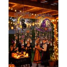 Halloween Light-Catching Wind Chime Hanging Decor, Suitable For Home Yard, Wall Hanging Decoration, Halloween Party, Autumn Home Decor And Holiday Window Decoration - A - View 1