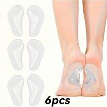 QKC 6pcs Silicone Anti-Friction Soft Shoe Insoles Set, Designed For Arch Support, These Self-Adhesive Pads Suitable For Men And Women Arch Pads - Clear - View 1
