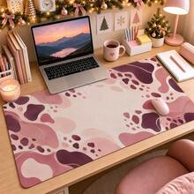 1pc Abstract Pink Purple Blot Large Desk Mat, Non Slip Extended Gaming Mouse Pad For Office Home Decor - View 3