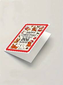 1pc Heartwarming Christmas Card For Aunt, Pet Lover – Cute Puppy Dog Cartoon Illustration, Holiday Cheer, Thickened, With Envelope - A - View 6