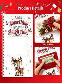 1set Christmas Gift Card Book, Bound Xmas Gift Card Holder Book With Festive Insert Cards, Santa Christmas Tree Design Gift Card (Gift Box Packaging) - Multicolor - View 6
