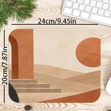 1pc Terracotta Abstract Geometric Mouse Pad, Minimalist Arch And Sun Shape Pattern Extended Desk Mat For Home Office And Gaming - View 6