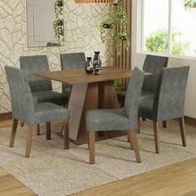 Madesa Cheryl Dining Set With Table And 6 Chairs In Brown/Cream/Imperial - Brown, Cream and Gray - View 1