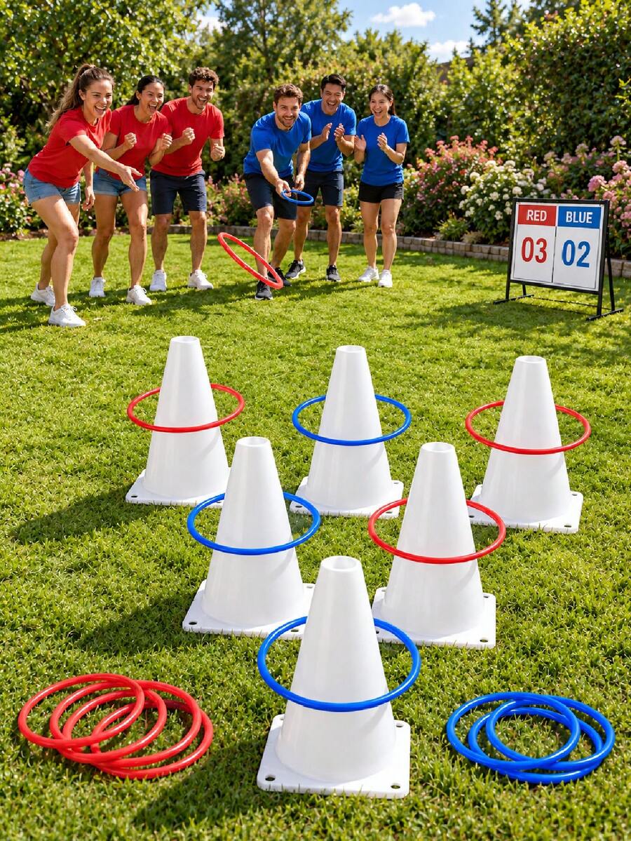 Halloween Pumpkin Cone Ring Toss Game Set, Includes 1 Orange Traffic Cone And Colorful Rings, Suitable For Indoor/Outdoor Halloween Party, Halloween Carnival Decoration And Family Activities