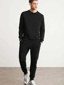 Men's Solid Color Casual Versatile Daily Wear Sweatpants - Black - View 5