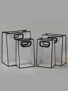White, Pink, Black Souvenir Transparent Frosted Handheld Gift Bags, 1pc/5pcs/10pcs - A - View 9