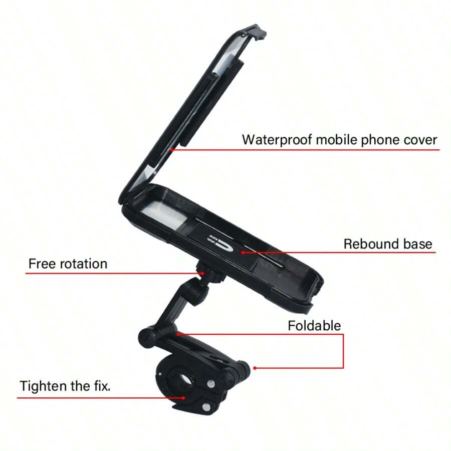 Waterproof Phone Bag, Bicycle Navigation Waterproof Mount, Rider Handlebar Mount, Electric Motorcycle Handlebar Phone Holder - Black - View 1