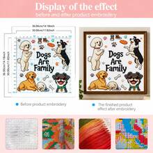 Dog Is Family Theme Cross Stitch Full Material Kit 11CT 36*36cm Zero-Based Beginner Friendly DIY Handmade Embroidery Set Home Decor Stress Relief Handmade Gift - Multicolor - View 8